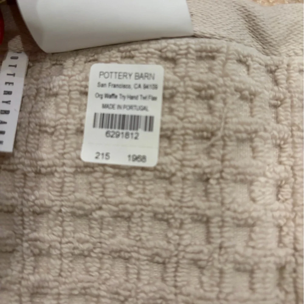 Pottery Barn Waffle Textured Hand Towels, Taupe, Set of 2, NEW